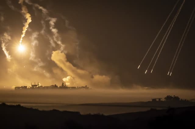 This picture taken from the Israeli side of the border with the Gaza Strip on November 2, 2023, shows Israeli bombardment in the Gaza Strip, amid ongoing battles between Israel and the Palestinian Hamas movement