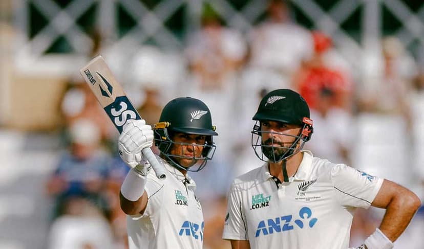 Ravindra fifty steadies New Zealand in final England Test (Courtesy: @BLACKCAPS)