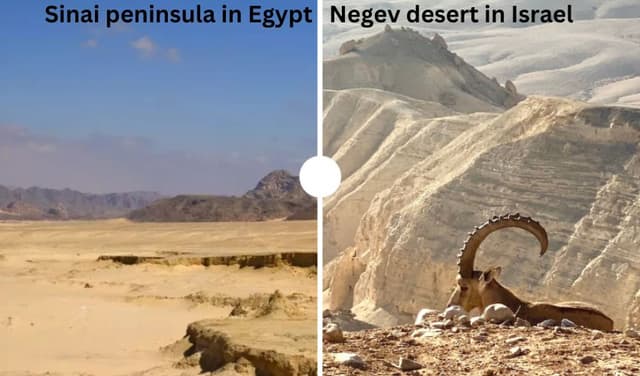 Sinai peninsula in Egypt and Negev desert in Israel