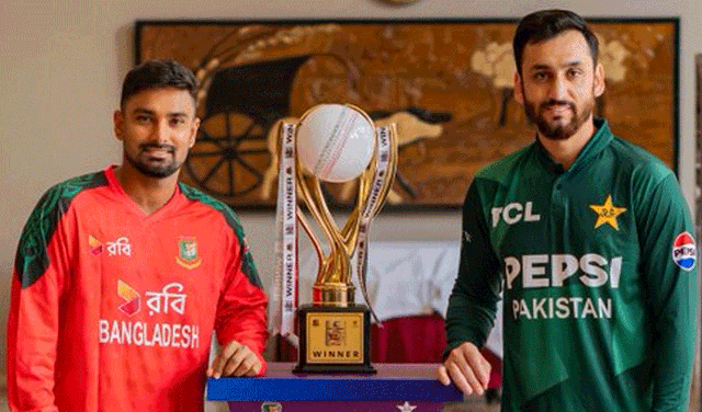 Trophy for Bangladesh-Pakistan T20I series unveiled (Courtesy: Online)