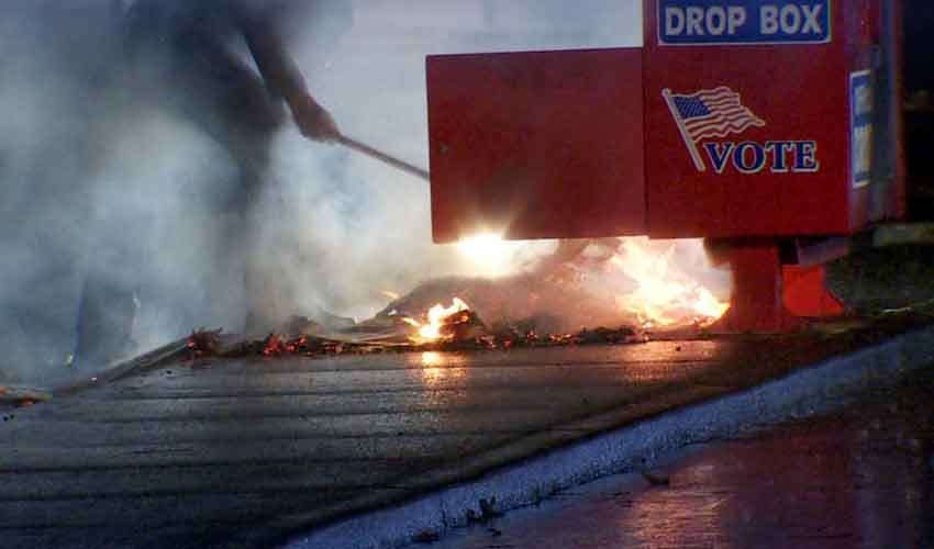 Ballot boxes fire