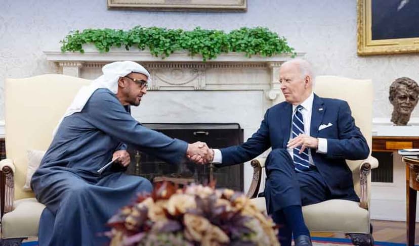 Joe Biden and Sheikh Mohamed bin Zayed Al Nahyan