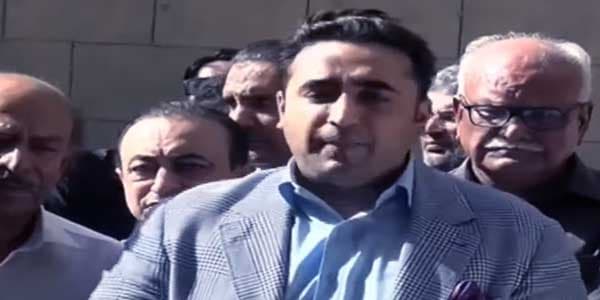 Bilawal Bhutto Zardari speaks to media. screengrab