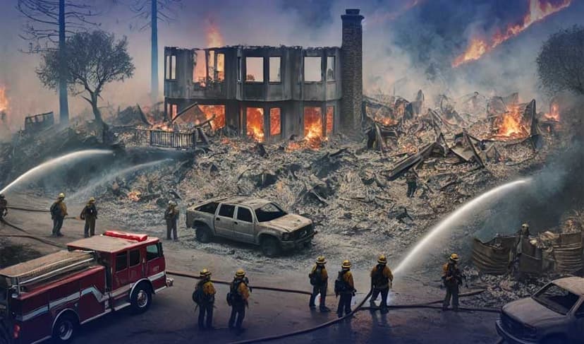 Firefighters contain blaze as residents return home.