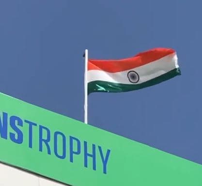 India flag hoisted at KArachi Staidum Champions Trophy 2025