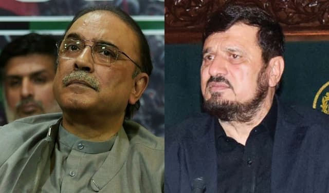 From left to right: Asif Ali Zardari and KP governor – Files