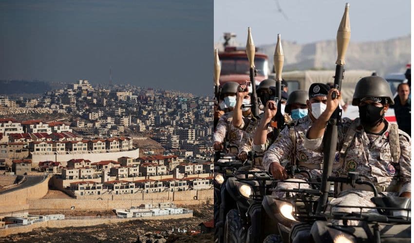 Israel settlers and Iranian Army