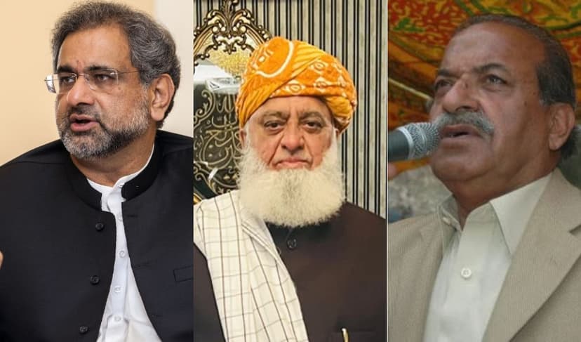 Fazl, Abbasi, Mehtab exchange views on country's political situation (Courtesy: Online)