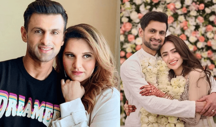 Shoaib Malik with Sana and Sania