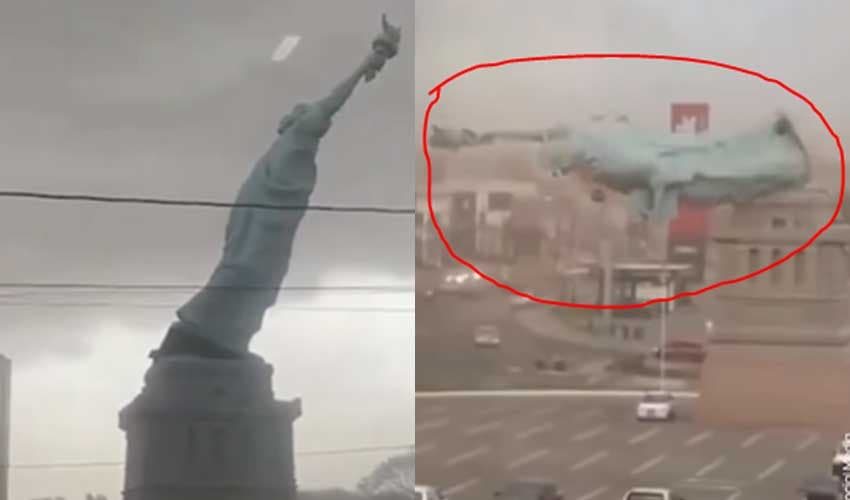Severe storm brings down replica Statue of Liberty in Brazil (Courtesy: Online)l