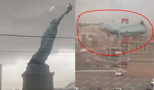 Severe storm brings down replica Statue of Liberty in Brazil (Courtesy: Online)l