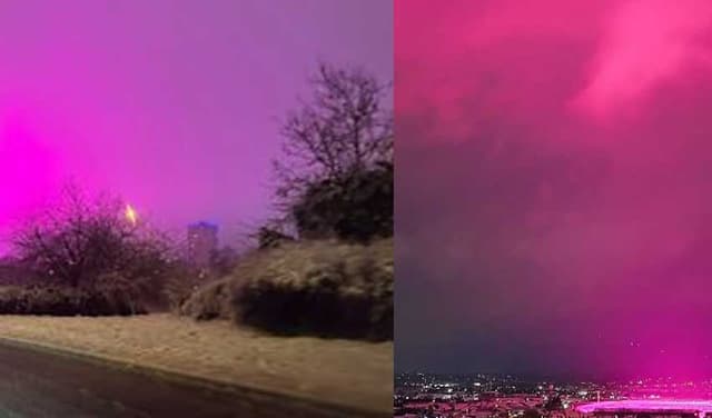 Birmingham sky and streets turn pink (Courtesy: Online)