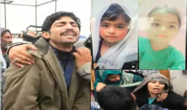 L to R: 1- Ghulam Abbas, father of victims, crying on trragedy. 2- Victim baby. 3- Victim baby girl. 4- Mother of kids after listening to her kids death