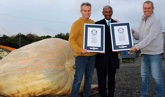 British twins break world record with heaviest pumpkin (Courtesy: Guinness World Records)