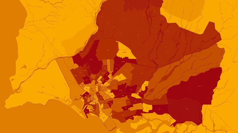 An artistic rendition of the map of Karachi's police station jurisdictions. Graphics: M. Obair/SAMAA Digital