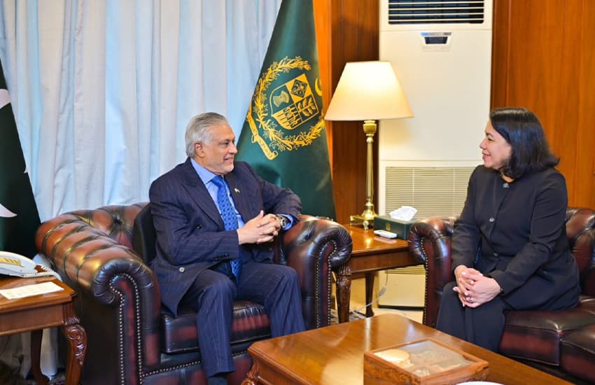 Deputy Prime Minister Ishaq Dar in a meeting with UN secretary-general candidate Carolyn Rodrigues Birkett. Deputy Prime Minister Ishaq Dar in a meeting with UN secretary-general candidate Carolyn Rodrigues Birkett.