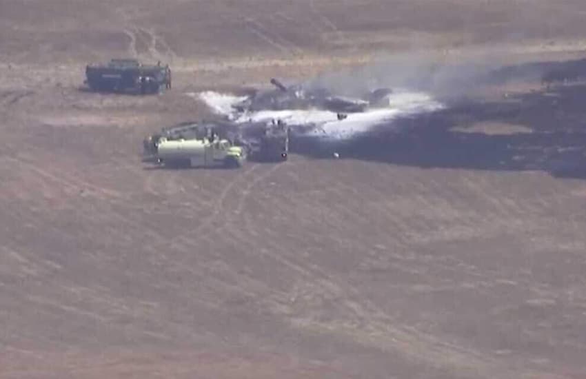 Emergency crews respond after Marine stealth fighter crashes in San Diego. Emergency crews respond after Marine stealth fighter crashes in San Diego.