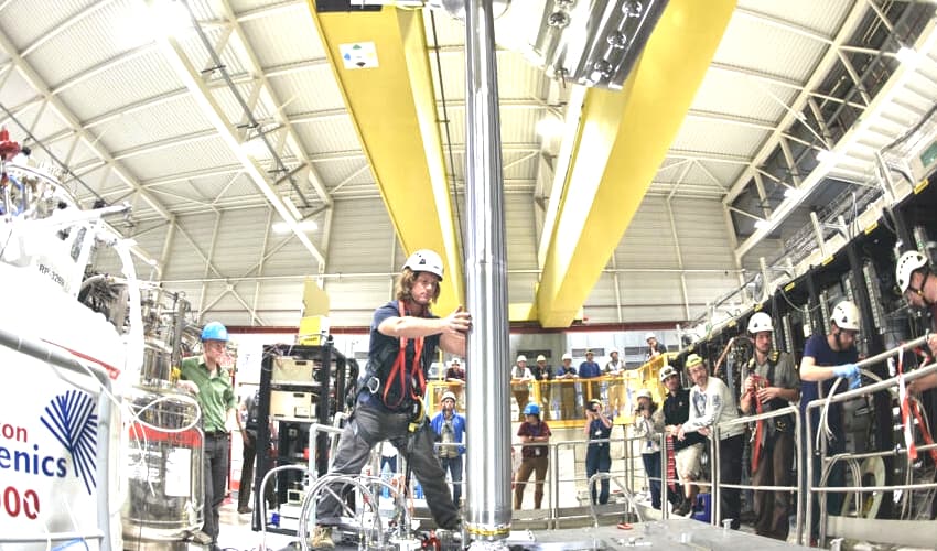 Physicists an CERN used a 25-centimetre-long cylinder, called ALPHA-g, to observe antimatter falling downwards due to gravity. Photo: AFP Physicists an CERN used a 25-centimetre-long cylinder, called ALPHA-g, to observe antimatter falling downwards due to gravity. Photo: AFP