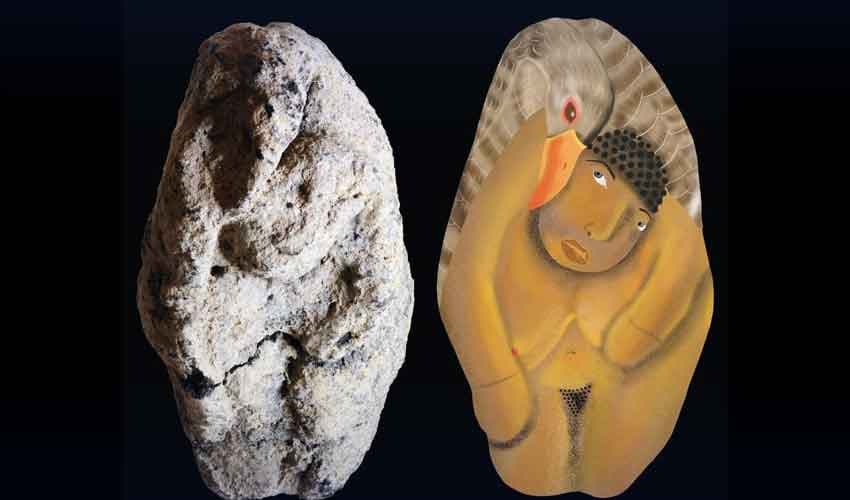 Figurine of woman and goose Figurine of woman and goose