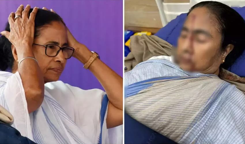 India West Bangal CM Mamta Banerji injured India West Bangal CM Mamta Banerji injured