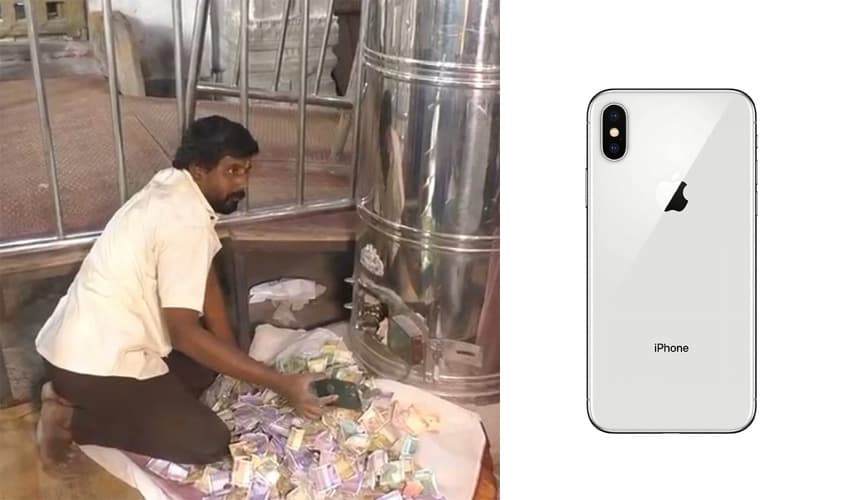 Indian man drops iphone in donation box Indian man drops iphone in donation box