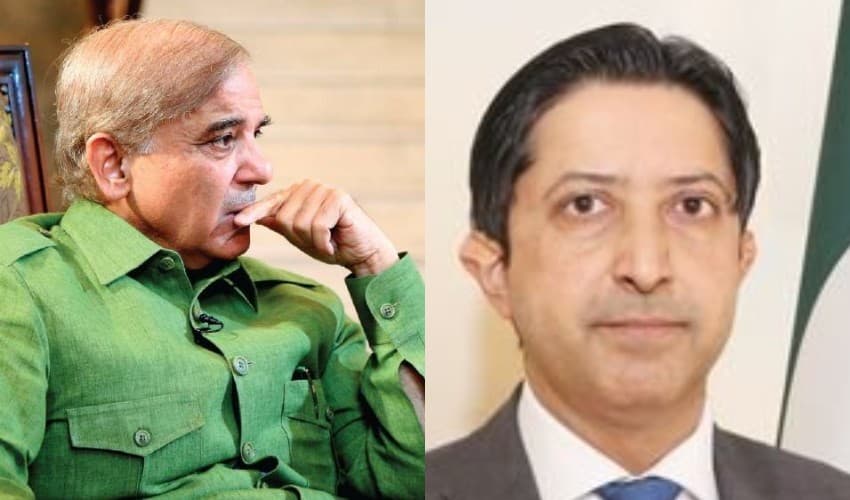 From left to right: PM Shehbaz Sharif and Hasan Ali Zaigham – Files From left to right: PM Shehbaz Sharif and Hasan Ali Zaigham – Files