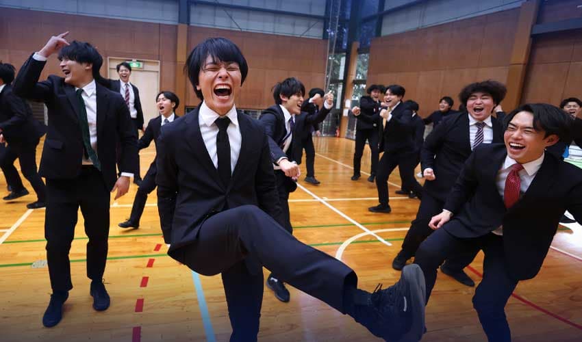 Japanese 'salarymen' cheerleaders Japanese 'salarymen' cheerleaders