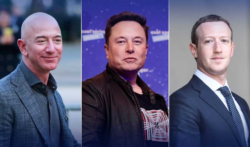 Jeff Bezos, Elon Musk, Mark Zuckerberg Jeff Bezos, Elon Musk, Mark Zuckerberg