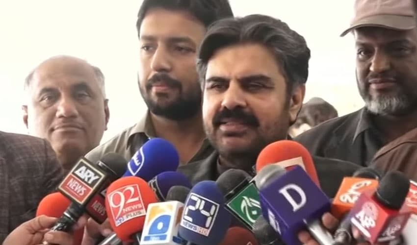 Syed Nasir Hussain Shah speaks to media – screengrab Syed Nasir Hussain Shah speaks to media – screengrab