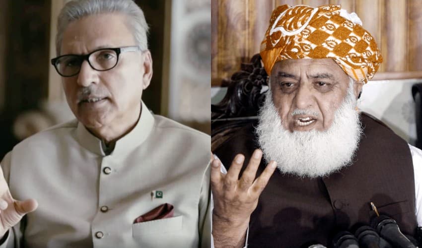 Former president Alvi meets Maulana Fazlur Rehman – File Former president Alvi meets Maulana Fazlur Rehman – File