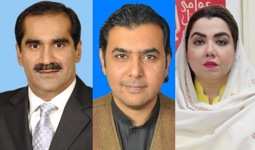 Khawaja Saad Rafique, Mustafa Nawaz Khokhar and Samar Haroon Bilour Khawaja Saad Rafique, Mustafa Nawaz Khokhar and Samar Haroon Bilour