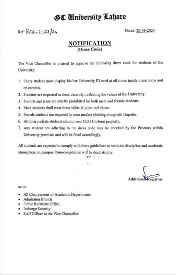 GCU jeans ban notification GCU jeans ban notification