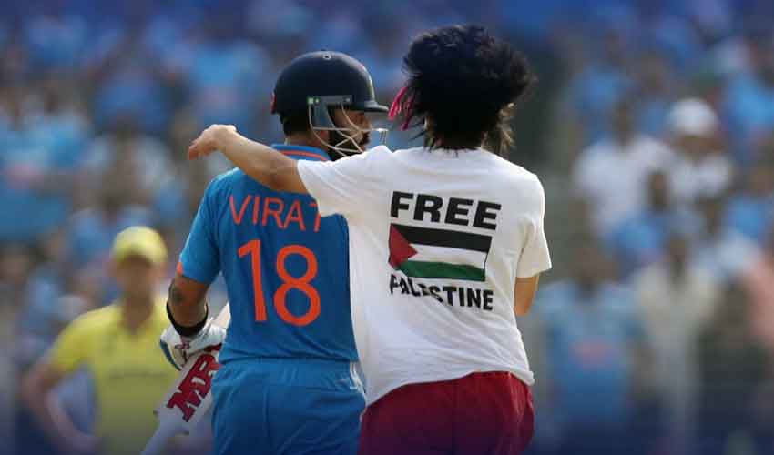WATCH: Unexpected pause in India Australia WC final caused by pro Palestine activist