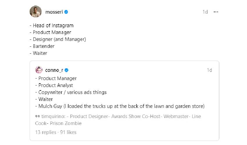 Instagram head Threads post
