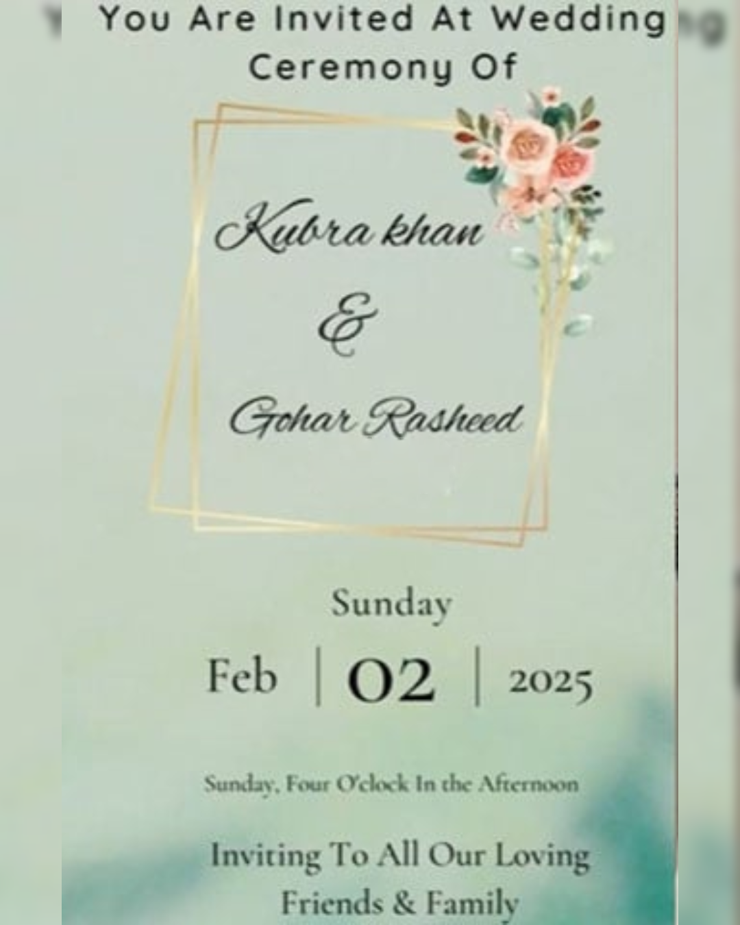 Kubra Khan Wedding Invite Kubra Khan Wedding Invite