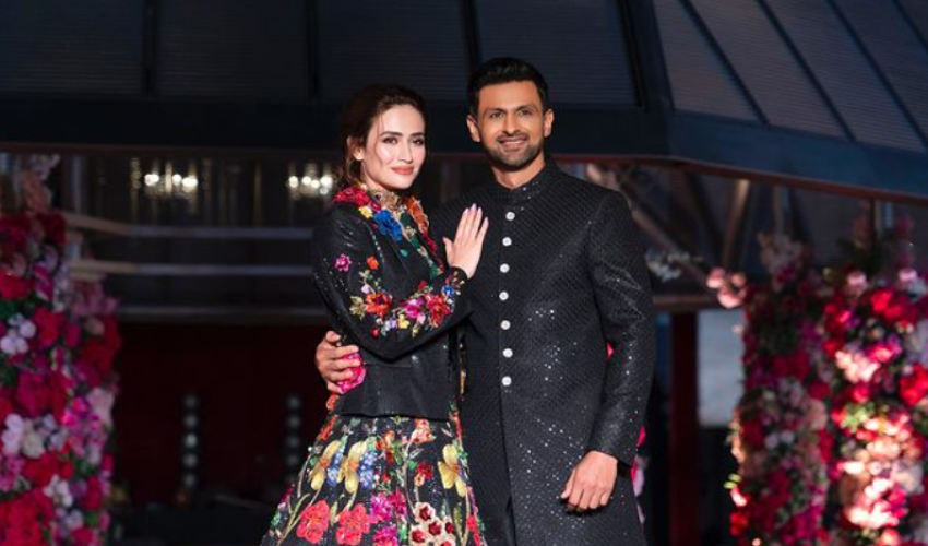 In pictures: Sana Javed, Shoaib Malik grace the ramp together in Doha