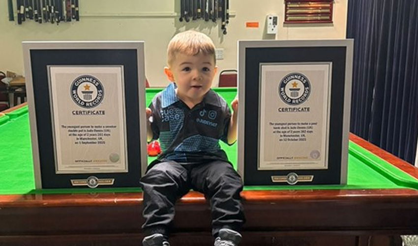 Manchester toddler breaks snooker world records at age 2
