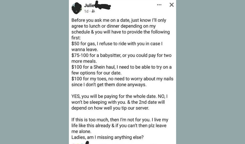 Woman dating post viral
